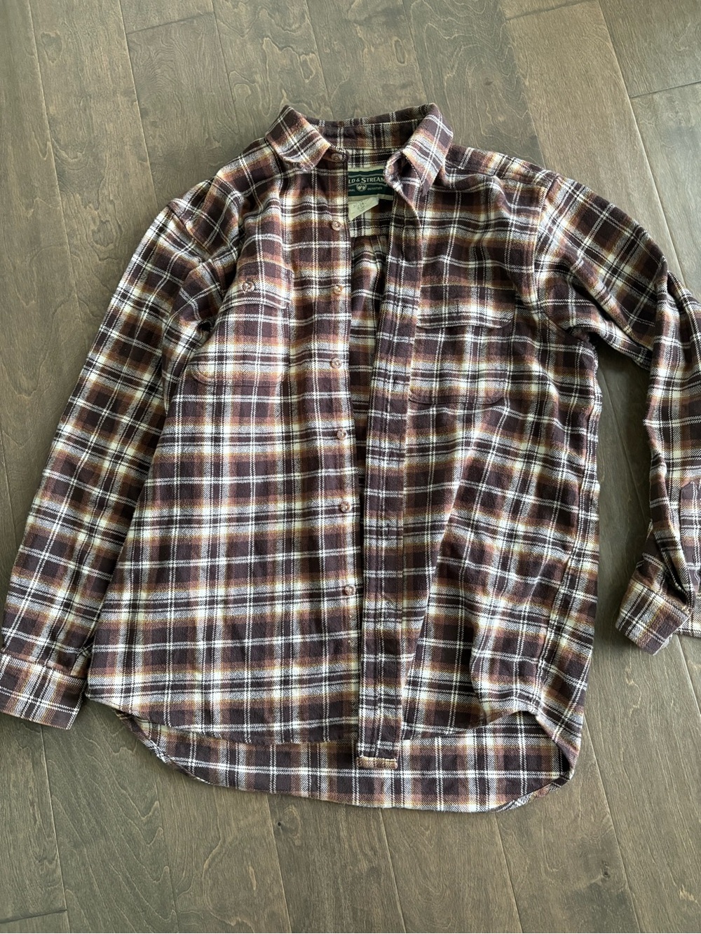 Field & Stream Flannel Brown Plaid Shirt - Vintage Style Button Up - Men’s XL